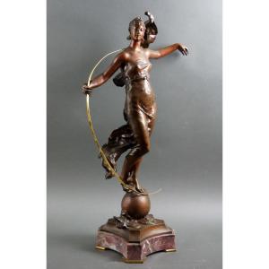 Eugène MARIOTON (1857 - 1933) "Phoebe" Sculpture en Bronze Napoléon III