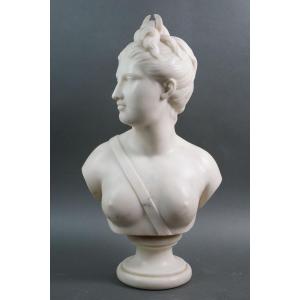 19th Carrara Marble Bust Diana The Huntress