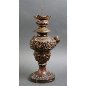 Pique-cierges Baroque Bois Sculpté à Mascarons Venise début 18éme