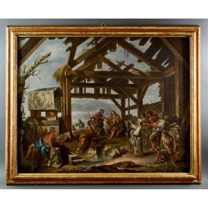 Grande Tableau du 18éme  "La Sibylle De Cumes" d'Aprés Giovanni Paolo Panini (1691-1765)
