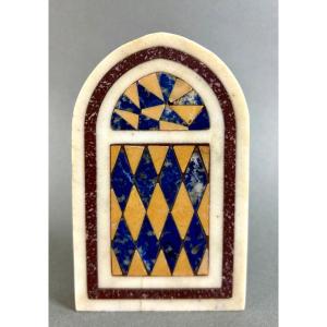 Presse-papiers Grand Tour Marqueterie Pierre Dure Mosaique Souvenir 19éme