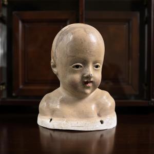 18th Italian Polychrome Bust Of The Child Jesus