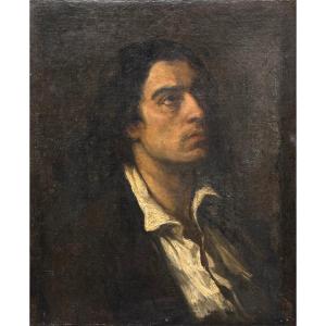 Gustave Courbet, Circle Of-man Portrait-19th French School