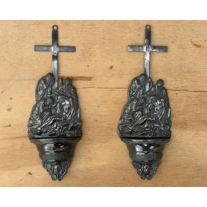 Paire de Bénitiers  en Argent Massif Lombardie 18éme siècle