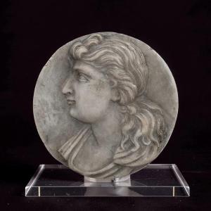 18th Neoclassical Marble Medallion  Male Profil Grand Tour 