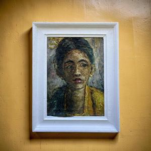 Portrait de Jeune Fille Art Naïf Coloriste Balinais Ngurah KK