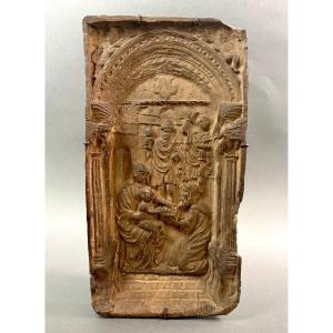 Bas-relief en Terre Cuite Renaissance "L'adoration des Mages" daté 1518