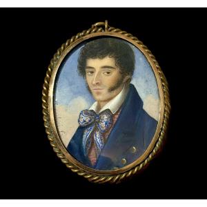 Benedetto Menghini (rome, C. 1820) Miniature Portrait In A Gold Frame