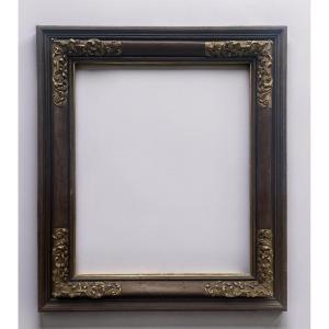 Impressive 19th Wooden Frame With Gilded Inlay