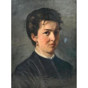 Portrait d'une Femme Cercle des Macchiaioli, Peinture Italienne fin  XIXe siècle