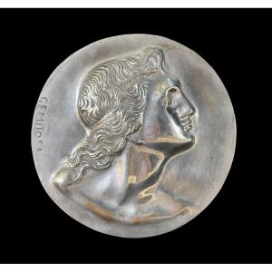 Vincenzo Gemito (1852–1929) Silver-plated Bronze Medallion Of Alexander The Great
