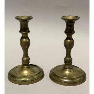 18th Italian Pair Of Miniature Candlesticks For A Portable Altar