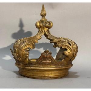 Couronne de Baldaquin en Bois Doré Italie 18éme