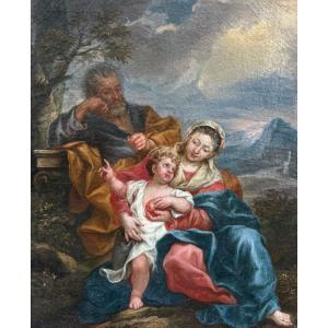 « Le Repos pendant la Fuite en Égypte », Ecole Baroque Italienne, XVIIe siècle