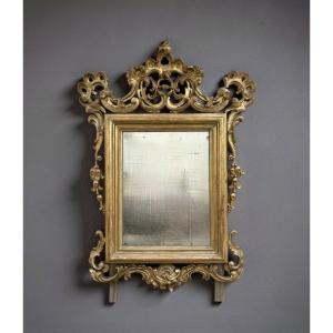 18th Large Italian Baroque Gilded Wooden Mirror