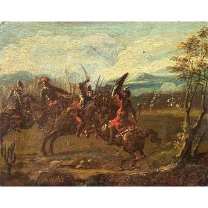 17th Baroque Battle Scene By A Follower Of Jacques Courtois