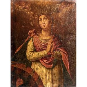 Saint Catherine Of Alexandria, 18th-century Painting On Copper