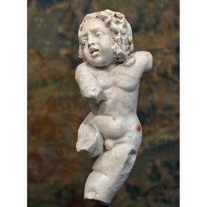 Putto en Marbre, Sculpture Baroque, Italie du Nord, XVIIe siècle.