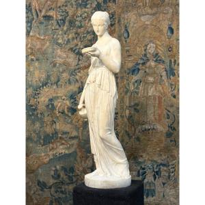 Ebe, Large Neoclassical Marble Sculpture After Berthel Thorvaldsen, 19th Century