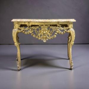 Console à Mascaron Louis XV en Bois Doré Italie 18éme