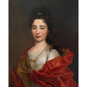 Portrait Of An Elegant Lady In A Scarlet Gown, Circle Of Nicolas De Largilliére, Early 18th