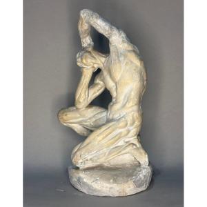 Flayed Male  Ecorché Anatomical Model In Plaster, Late 19th Century Atelier Piece