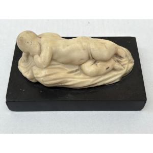 Marble Sculpture From The Grand Tour: Sleeping Putto, Early 19th Century