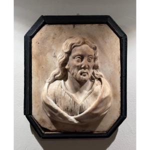 Marble High Relief Bust Of Christ, Northern Italy, 18th Century