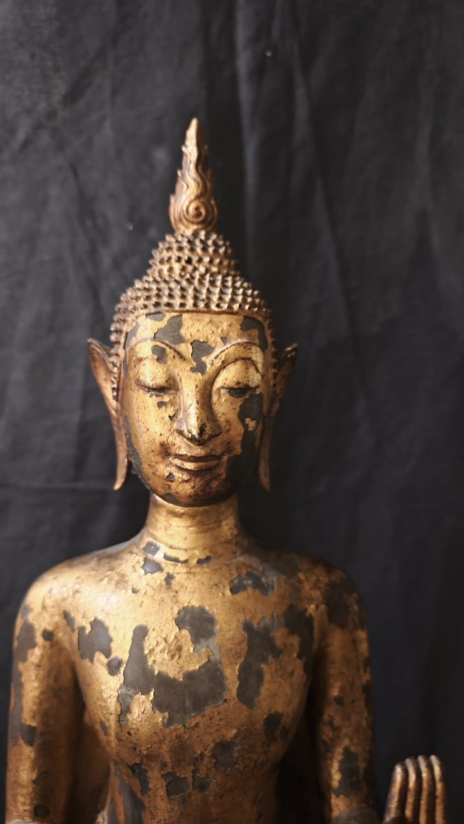 Thai Buddha In Gilded Bronze, Early 19th Century-photo-1