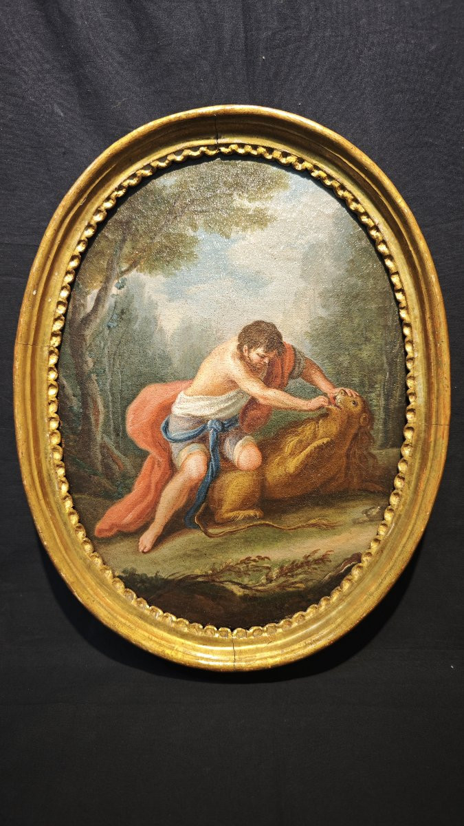 Roman School, 18th Century. Pair Of Oval Paintings. -photo-3