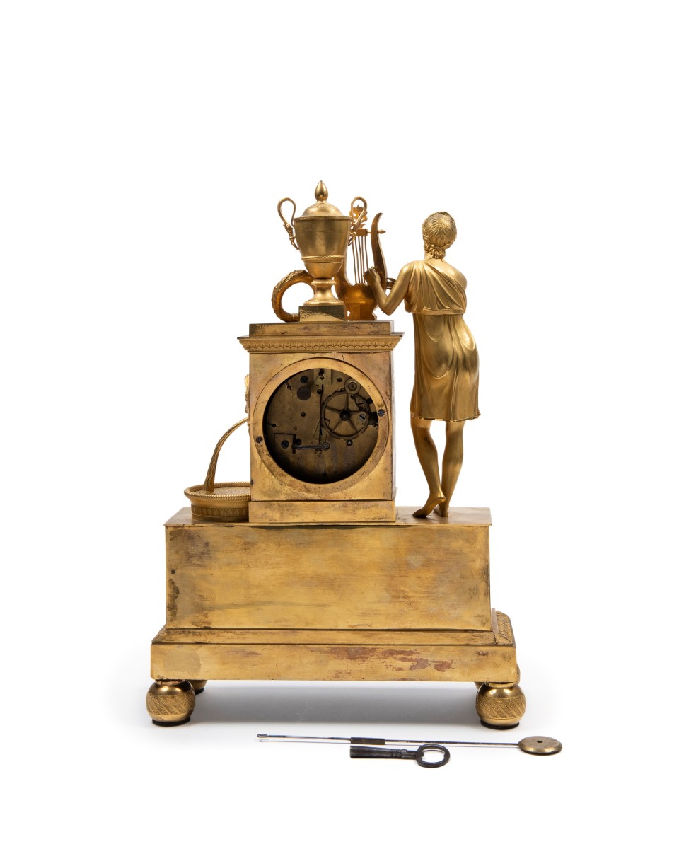Pendule Empire en bronze doré figurant Orphée, France 19ème siècle-photo-2