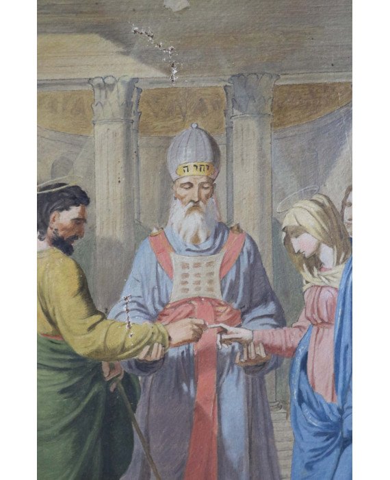 Peintre néoclassique romain.  « Mariage de la Vierge »-photo-2