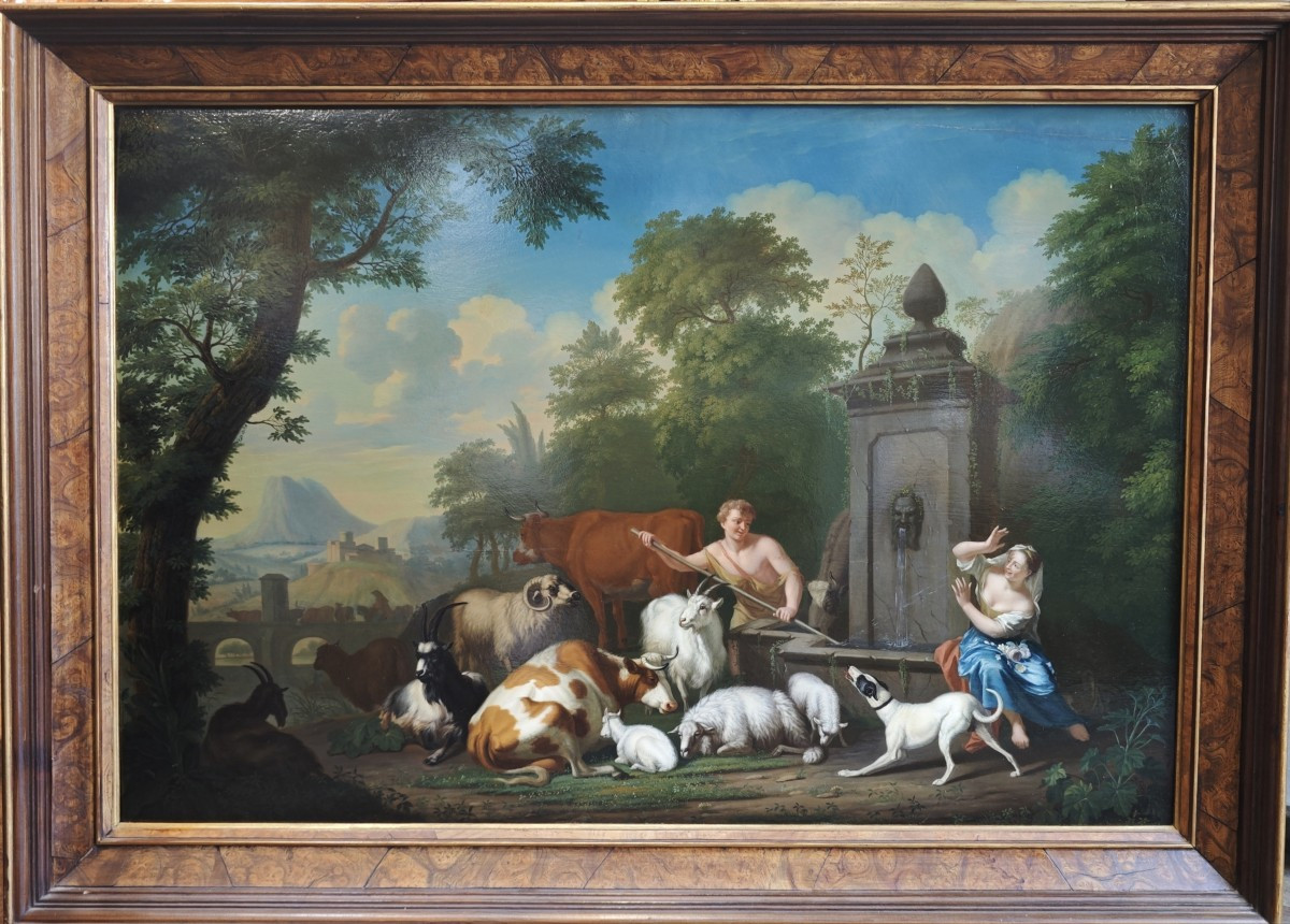 Jan van Gool. Paysage avec bergers et troupeaux