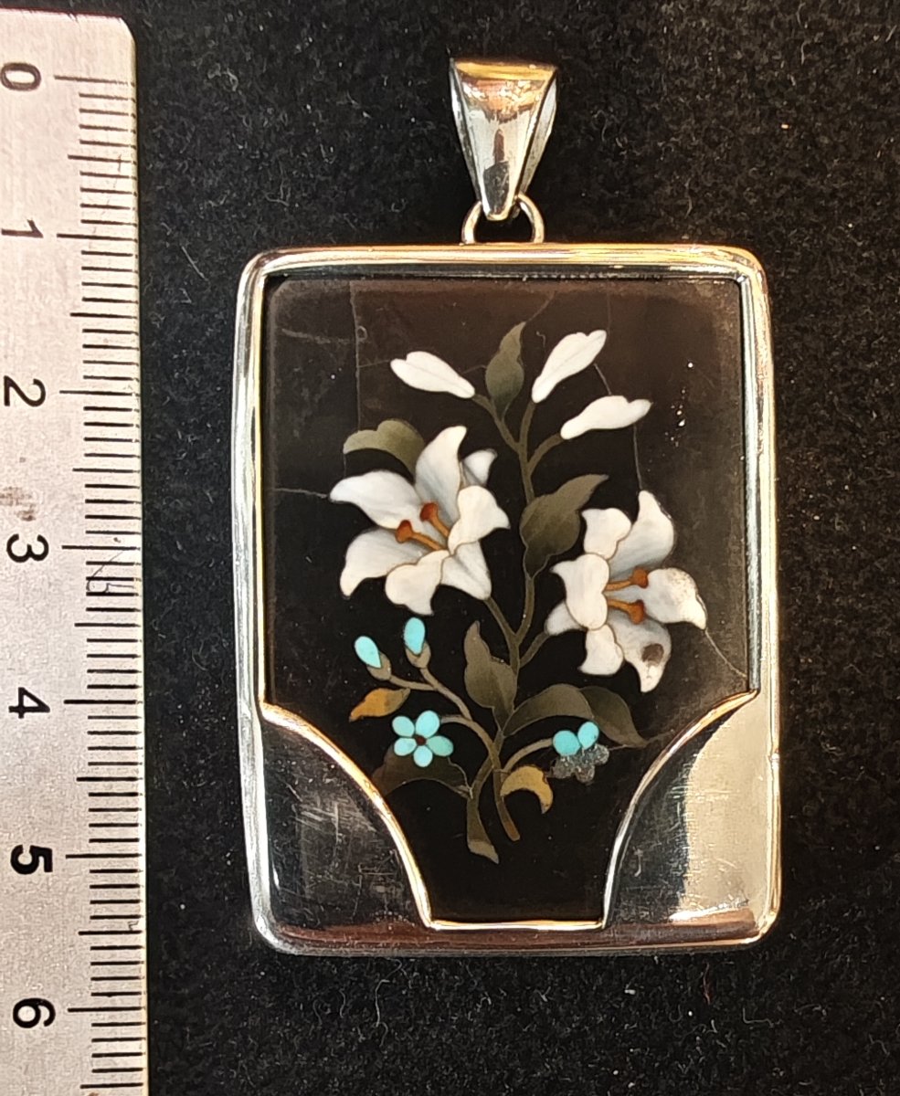 Pendentif en filigrane florentine, monté et travaillé à la main en argent.-photo-3