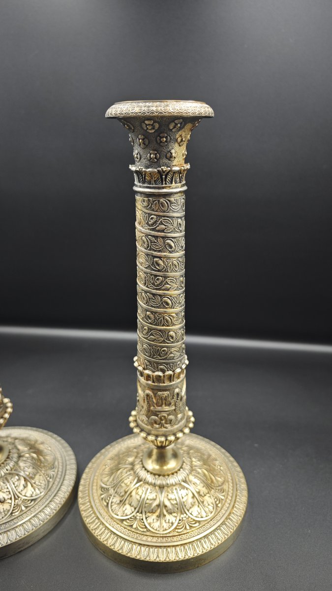 Paire de candélabres Empire en bronze, France début du XIXe siècle-photo-2