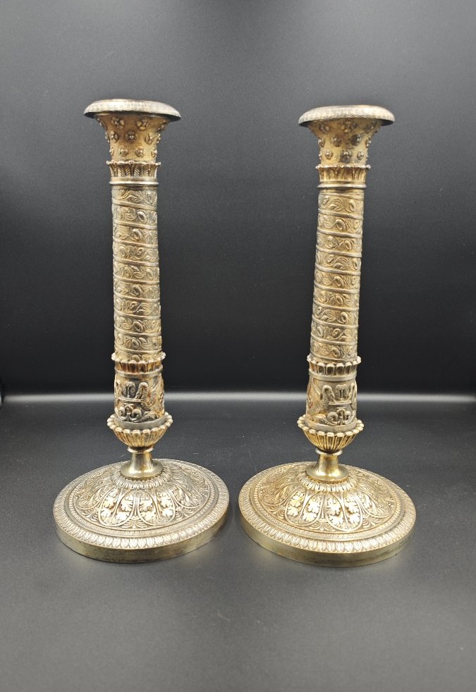 Paire de candélabres Empire en bronze, France début du XIXe siècle