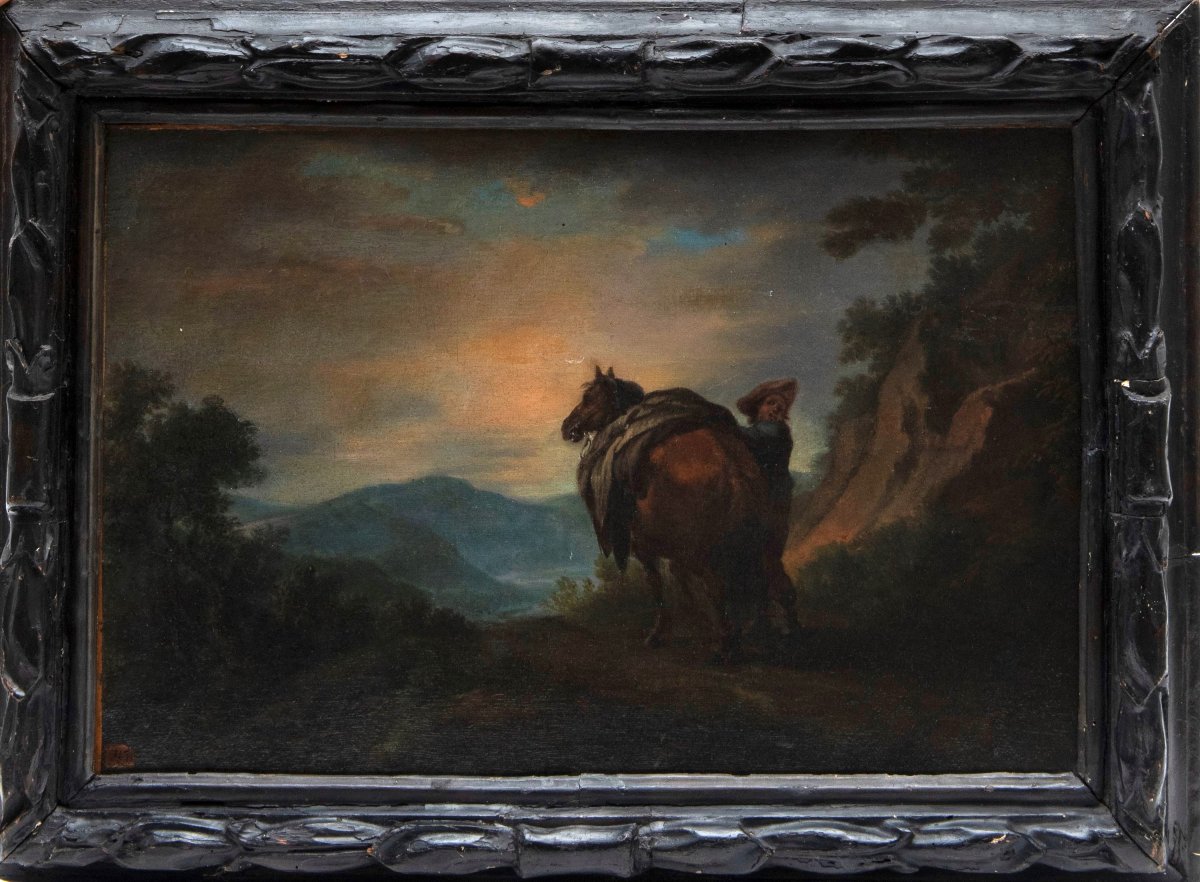 Flemish School, 18th Century, Horse And Rider In A Landscape,