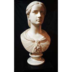 Carrara Marble Bust Depicting A Female Figure, 19th Century
