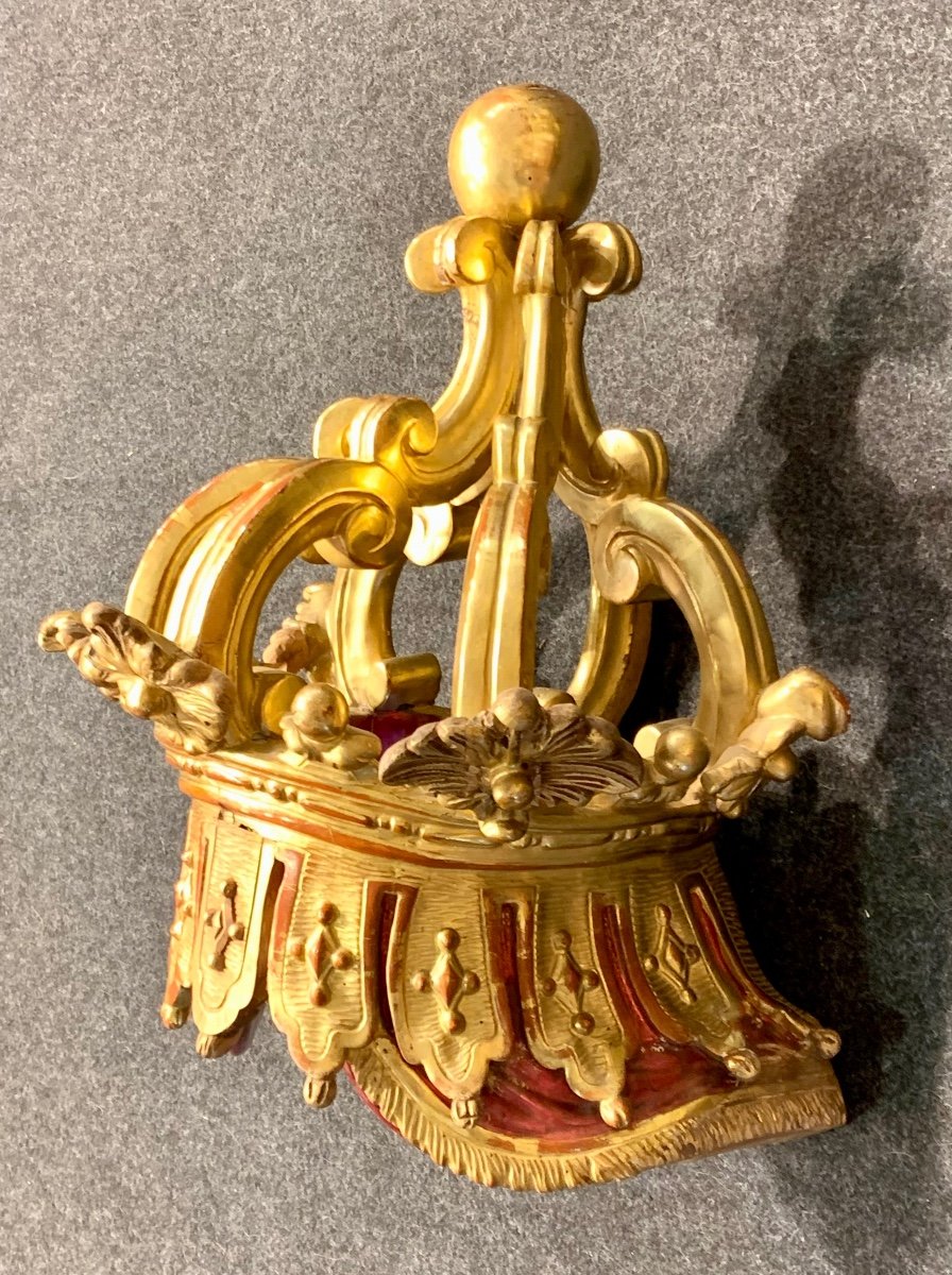 Superb Canopy Crown In Wood Gilded With Gold - Louis Philippe -photo-3