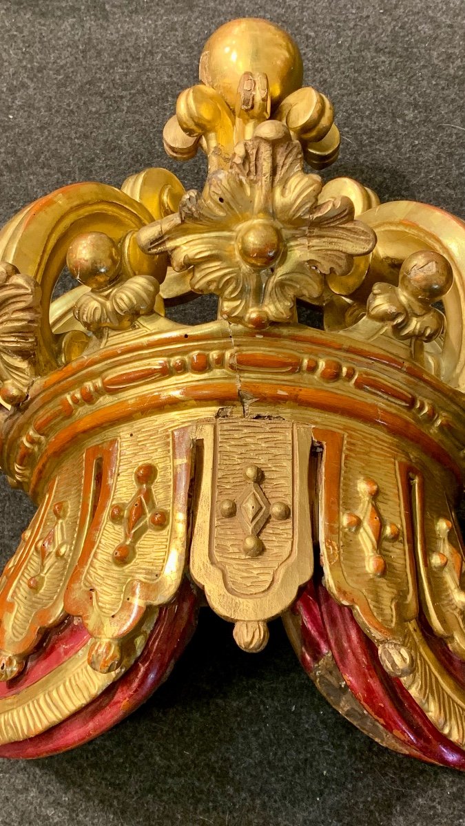 Superb Canopy Crown In Wood Gilded With Gold - Louis Philippe -photo-4