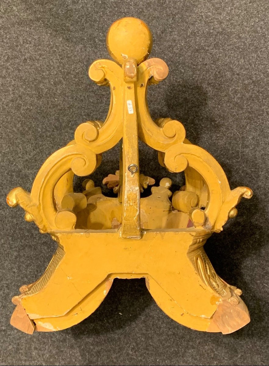 Couronne De Baldaquin En Bois Doré à La Feuille d'Or - Louis Philippe -photo-1