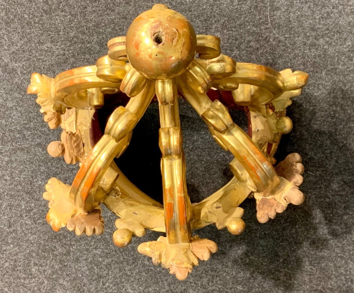 Couronne De Baldaquin En Bois Doré à La Feuille d'Or - Louis Philippe -photo-2
