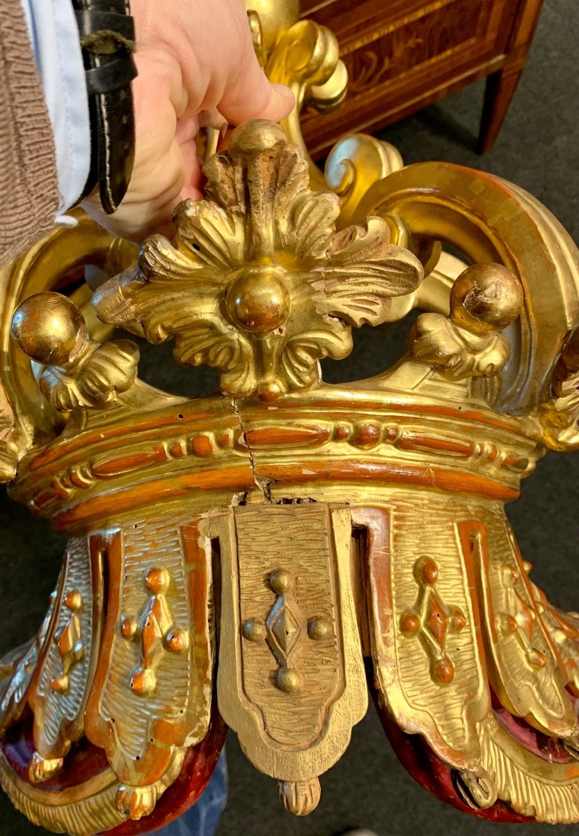 Superb Canopy Crown In Wood Gilded With Gold - Louis Philippe -photo-4