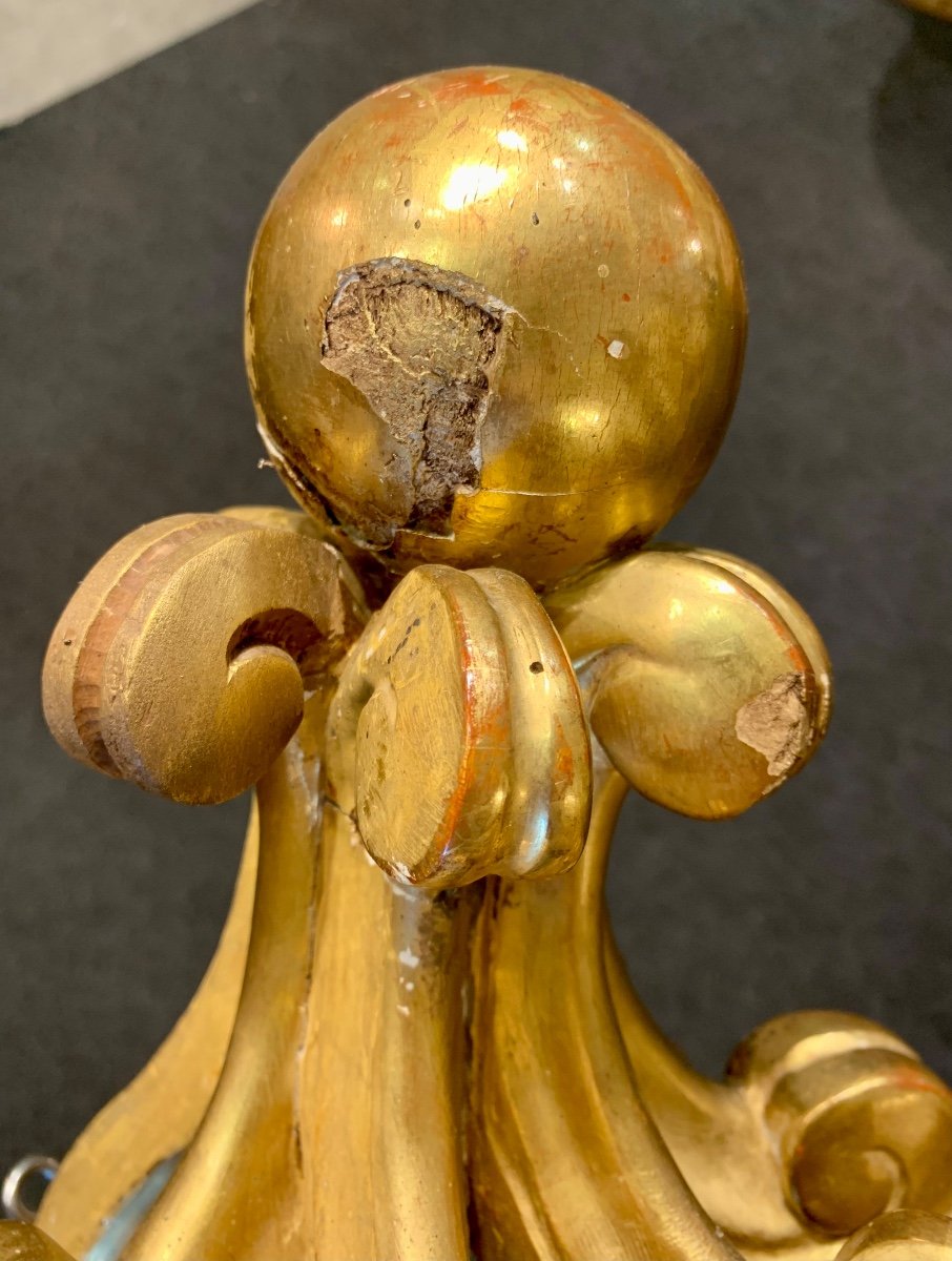 Couronne De Baldaquin En Bois Doré à La Feuille d'Or - Louis Philippe -photo-7