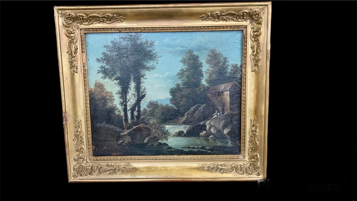 “river Landscape" Painting - Empire, Early 1800s.-photo-3
