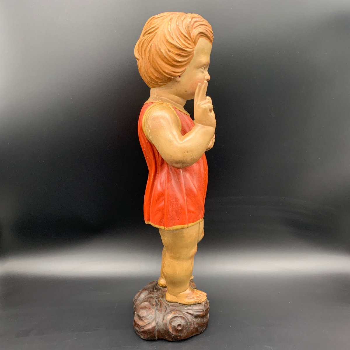 Polychrome Wooden Sculpture Depicting The Blessing Child Jesus- 19th Century-photo-2