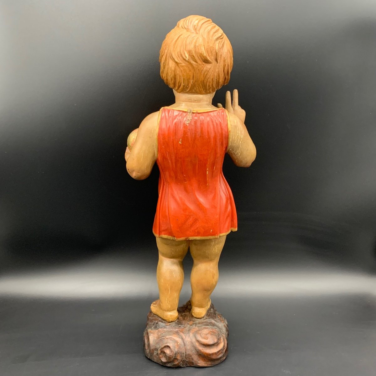 Polychrome Wooden Sculpture Depicting The Blessing Child Jesus- 19th Century-photo-3