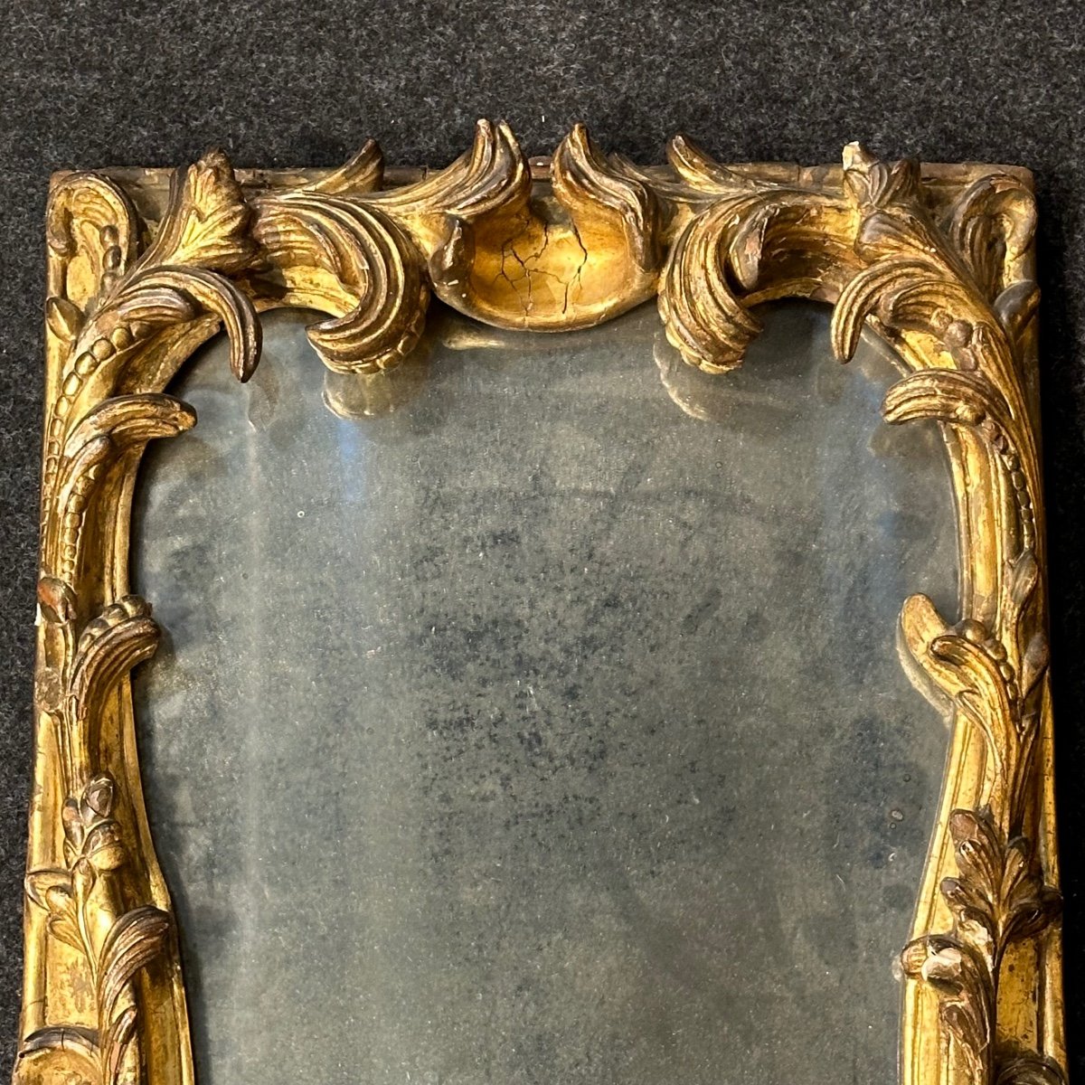 Gilded And Carved Wooden Mirror, Genoa, Mid-18th Century-photo-2