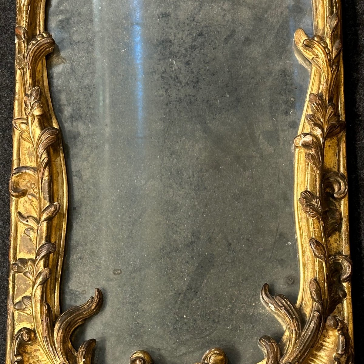 Gilded And Carved Wooden Mirror, Genoa, Mid-18th Century-photo-3