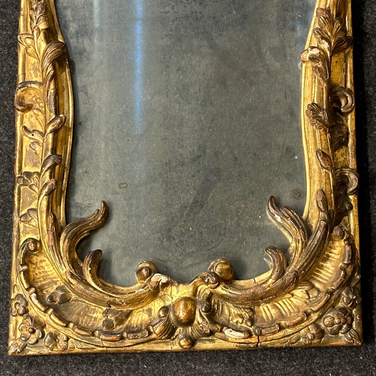 Gilded And Carved Wooden Mirror, Genoa, Mid-18th Century-photo-4